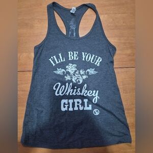 Bella + Canvas Whiskey Girl Racerback Tank Top Women’s Small Gray‎ Graphic Tee